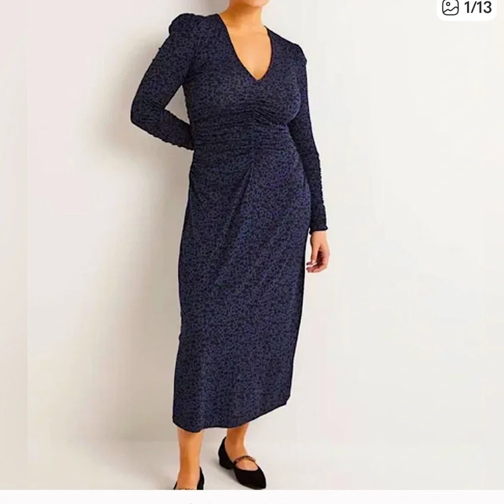 BODEN Ruched Jersey Midi Dress